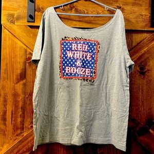 Off the shoulder graphic tee